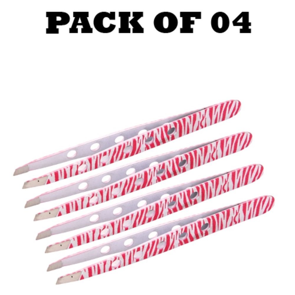 Forgica Professional Stainless Steel Paper Coating Color Tweezers Pack of 04